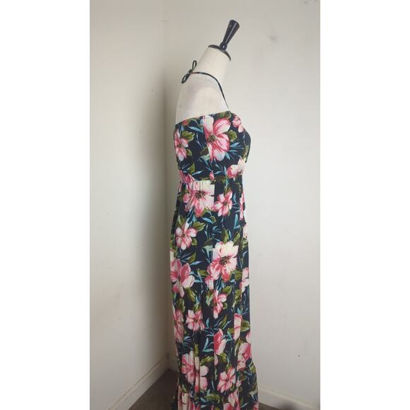 Boho Chic Romance Maxi Floral Halter Dress Women's Medium - Picture 7 of 8